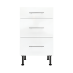 Modern Pre Assembled 500mm fitted kitchen 3 Drawer unit white gloss