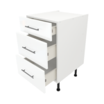 Modern Pre Assembled 500mm fitted kitchen 3 Drawer unit white gloss