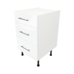 Modern Pre Assembled 500mm fitted kitchen 3 Drawer unit white gloss