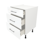 Modern Pre Assembled 600mm fitted kitchen 3 Drawer unit white gloss