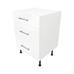 Modern Pre Assembled 600mm fitted kitchen 3 Drawer unit white gloss