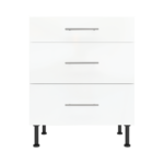 Modern Pre Assembled 700mm fitted kitchen 3 Drawer unit white gloss