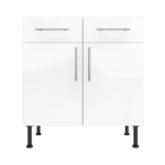 Modern Pre Assebbled Base Drawerline 800mm Fitted Kitchen Unit White Gloss