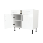 Modern Pre Assebbled Base Drawerline 900mmFitted Kitchen Unit White Gloss