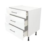 Modern Pre Assembled 800mm fitted kitchen 3 Drawer unit white gloss