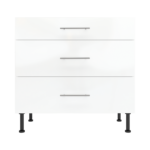 Modern Pre Assembled 900mm fitted kitchen 3 Drawer unit white gloss