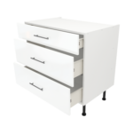 Modern Pre Assembled 900mm fitted kitchen 3 Drawer unit white gloss