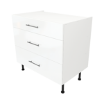 Modern Pre Assembled 900mm fitted kitchen 3 Drawer unit white gloss